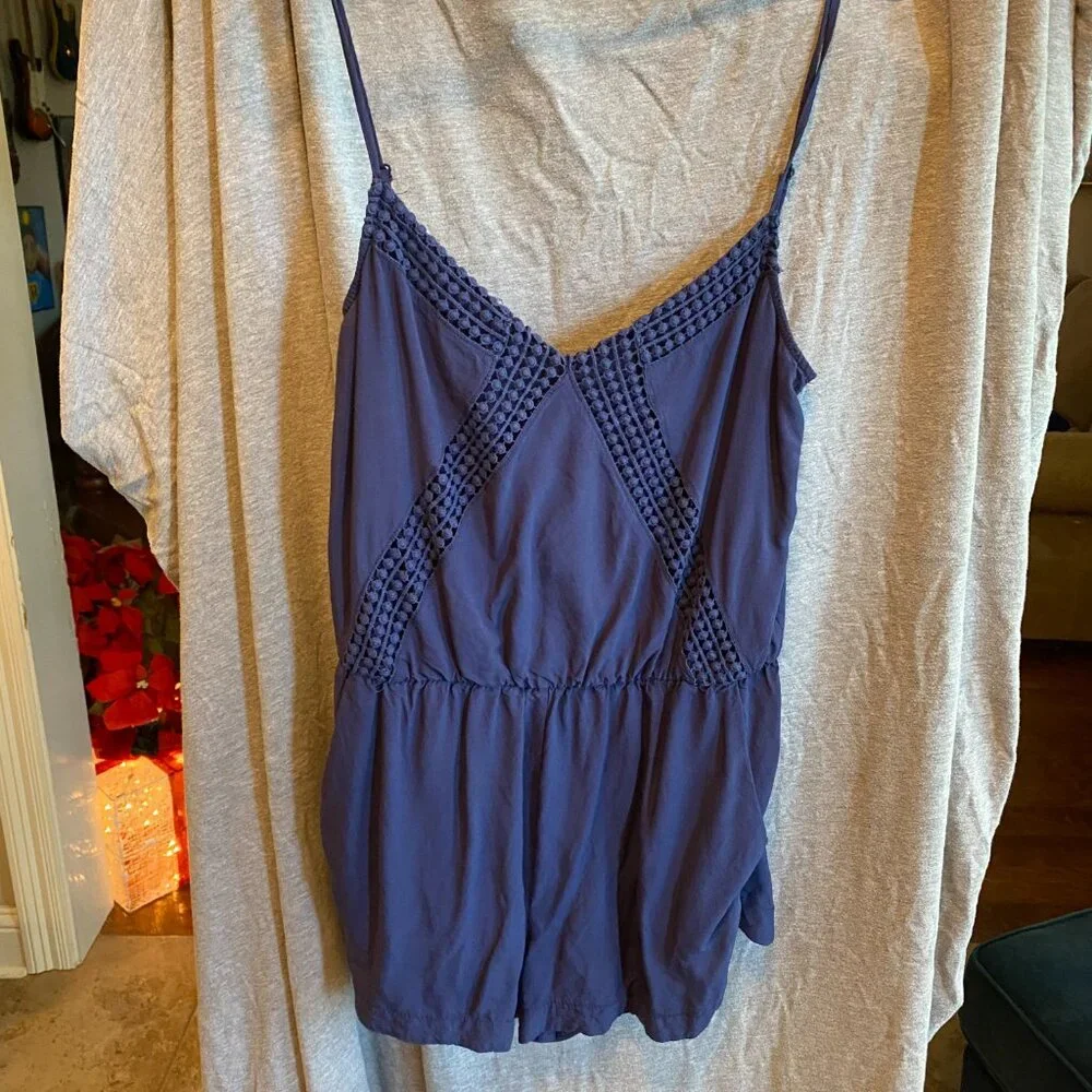 Lulus Navy Blue Pleated Romper SMALL - Picture 4 of 9